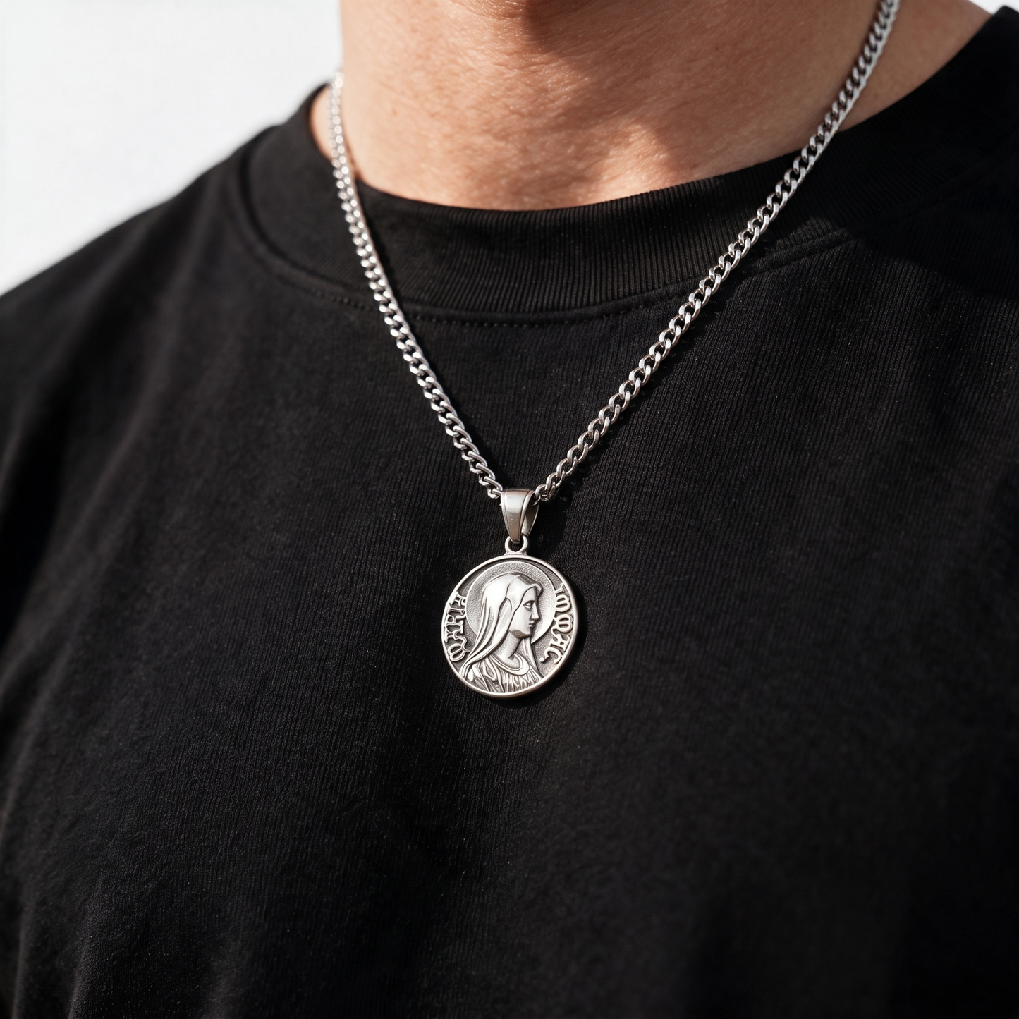 Virgin Mary Quarter Necklace