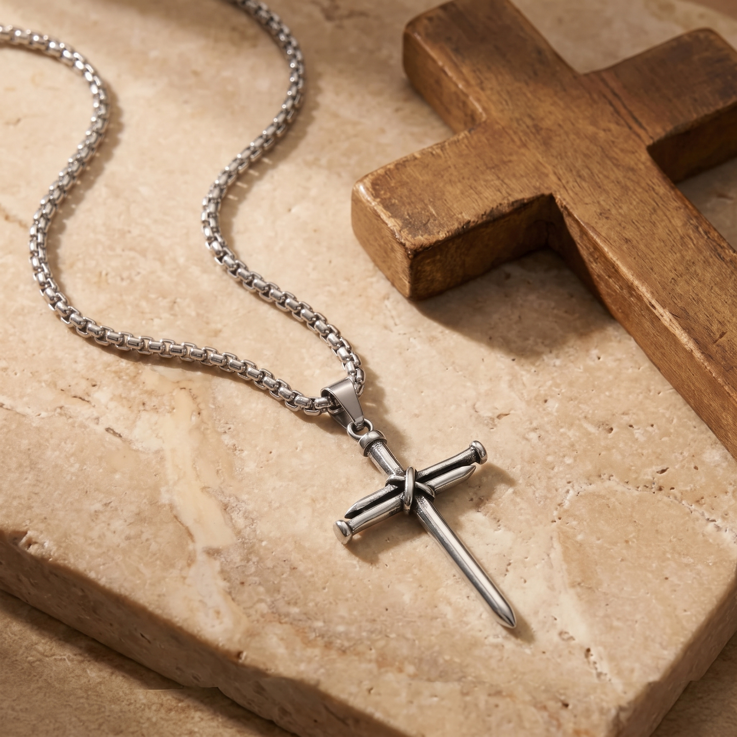 Three Nails Cross Necklace