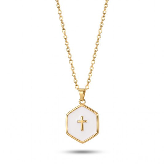 Cross Inside Pearls Necklace